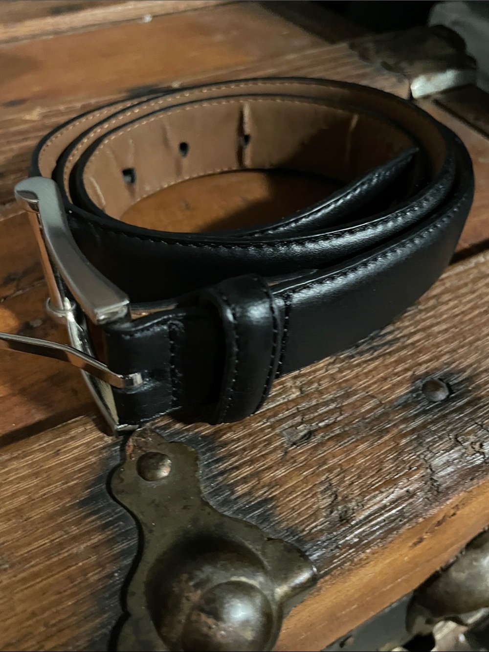 Neiman Marcus Classic Black Leather Men's Belt - 36
